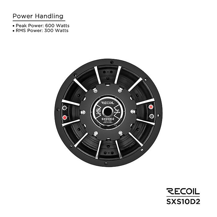 Recoil Echo Max SXS10D2 25 cm Slim Subwoofer | 300W RMS / 600W Peak | 2+2 Ohm | SPLHIFI