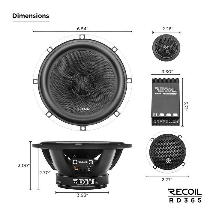 Recoil Echopro RD-365 16.5 cm 3 Yollu Komponent Tak�m� | 80W RMS / 160W Peak | SPLHIFI