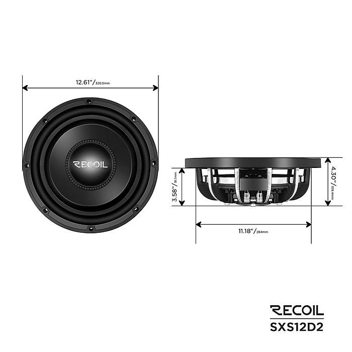 Recoil Echo Max SXS-12D2 30 cm Slim Subwoofer | 400W RMS / 800W Peak | 2+2 Ohm | SPLHIFI