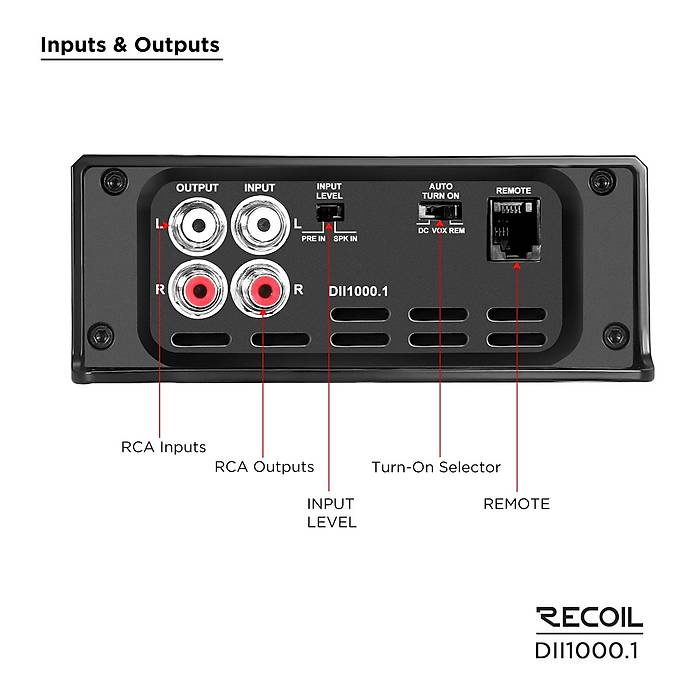 Recoil DII-1000.1 Mono Blok Class-D Amplifikat�r | 1000W RMS @ 2 Ohm | SPLHIFI
