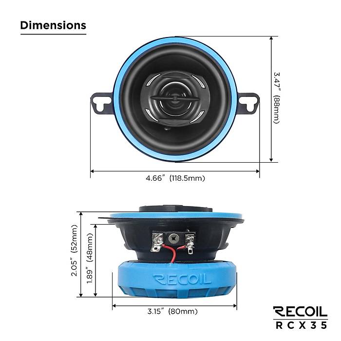 Recoil Echo RCX-35 8.8 cm 2 Yollu Koaksiyel Hoparl�r | 40W RMS / 80W Peak | SPLHIFI