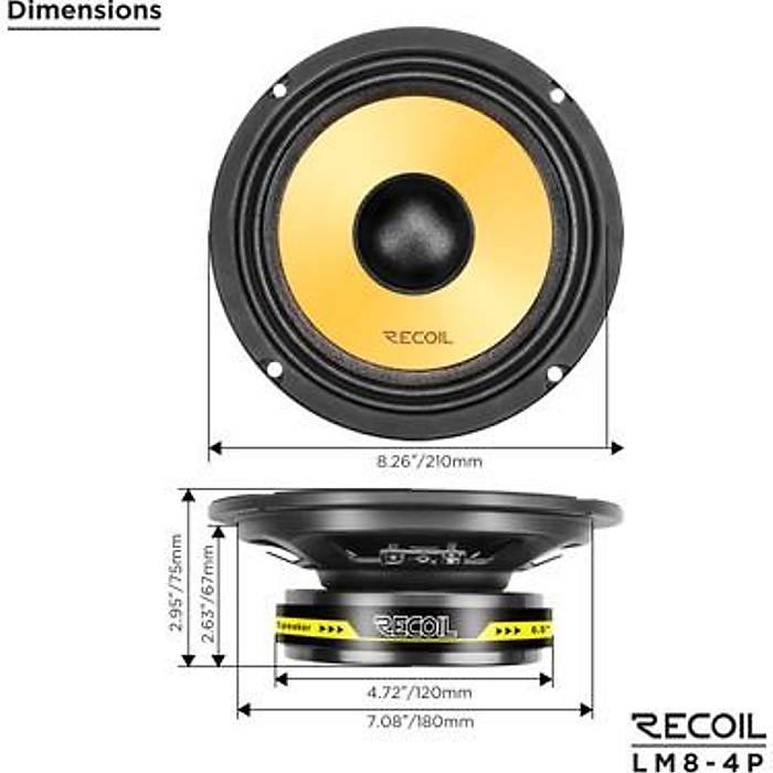 Recoil Level 3 LM-8-4P 20 cm Pro Audio Midrange | 160W RMS / 320W Peak | 4 Ohm | SPLHIFI