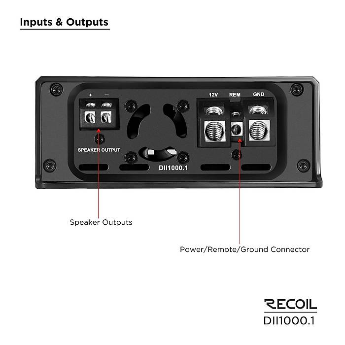 Recoil DII-1000.1 Mono Blok Class-D Amplifikat�r | 1000W RMS @ 2 Ohm | SPLHIFI