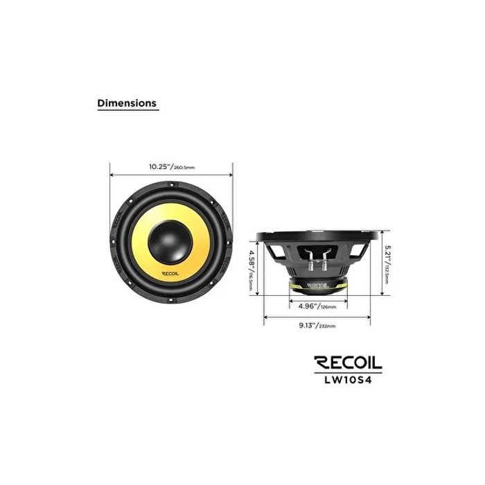 Recoil Level 3 LW-10S4 25 cm Subwoofer | 100W RMS / 200W Peak | 4 Ohm | SPLHIFI