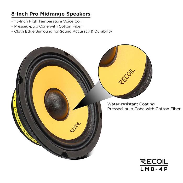 Recoil Level 3 LM-8-4P 20 cm Pro Audio Midrange | 160W RMS / 320W Peak | 4 Ohm | SPLHIFI