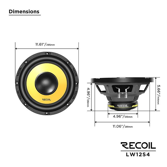 Recoil Level 3 LW-12S4 30 cm Subwoofer | 150W RMS / 300W Peak | 4 Ohm | SPLHIFI