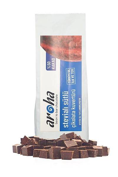 %50 Kakao - Stevialý Þekersiz Sütlü Çikolata Kuvertürü  500 Gr.