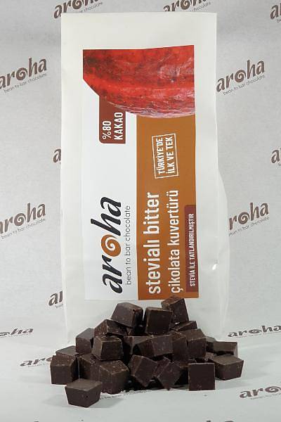%80 Kakao - Stevialý Çikolata Kuvertürü  500 GR / 2 KG seçenekleri ile