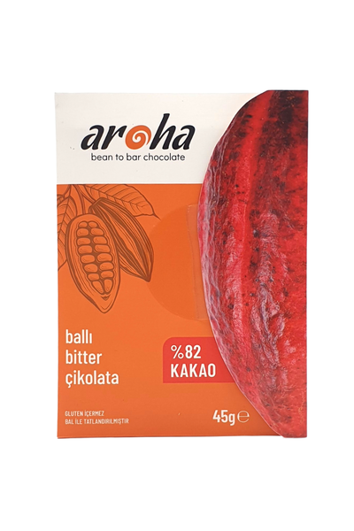 Aroha Single Origin Ghana- Þeker Ýlavesiz Ballý Bitter Çikolata. %82 Kakao - 45 Gr. Ýnce Tablet