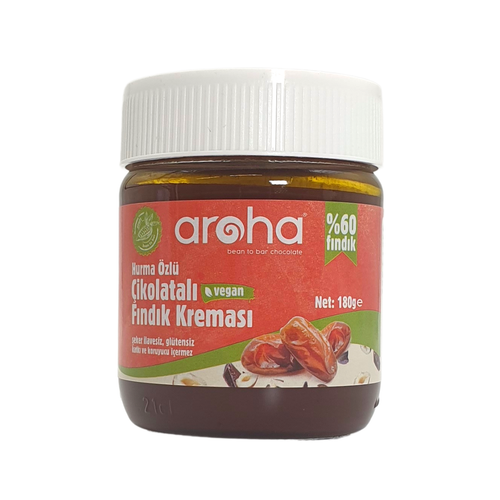 eker lavesiz, Glutensiz, Vegan Srlebilir ikolatal Fndk Kremas- Hurma zl-180 Gr.