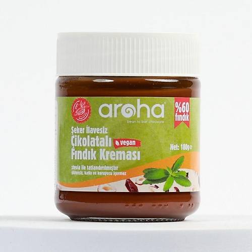 3 Adet eker lavesiz ikolatal Srlebilir Fndk Kremas - Stevial Fndk Ezmesi (3 X 180 Gr)