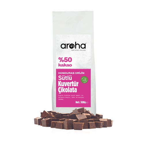Hindistan Cevizi Şekerli Honduras Orijin Sütlü Çikolata Kuvertürü | Katkısız, Glutensiz 500 Gr.