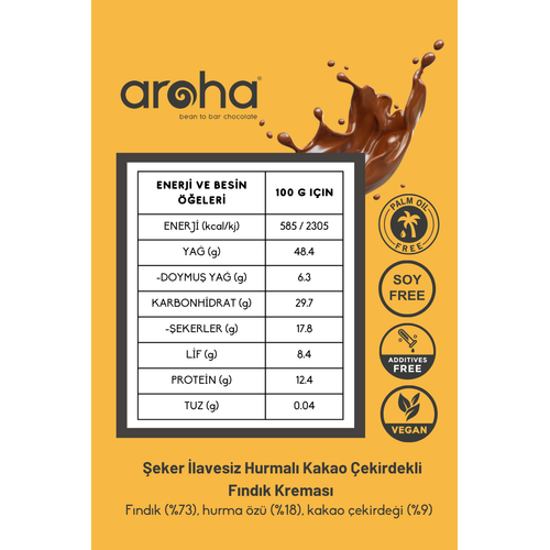 Hurmal Kakao ekirdekli Fndk Kremas %73 Fndk - eker lavesiz - 320 g