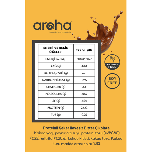 Proteinli eker lavesiz Bitter ikolata 40 g