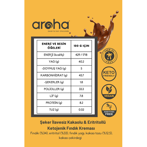 kili Avantaj Paket. Kakao & Eritritoll Ketojenik Fndk Kremas %34 Fndk - eker lavesiz - 320 g X 2 Adet