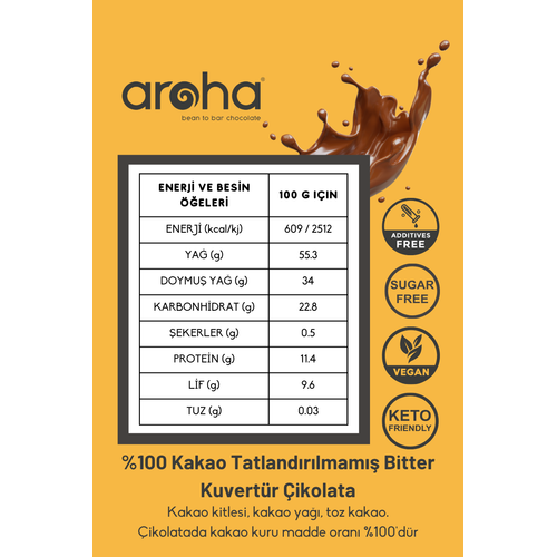 %100 Kakao Tatlandrlmam Bitter Kuvertr ikolata 500 g