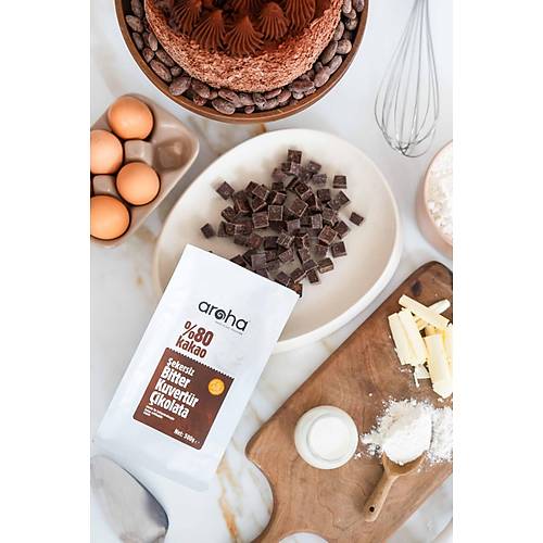 %80 Kakao ekersiz Bitter Kuvertr ikolata (Stevia ile tatlandrlmtr) - 500 g