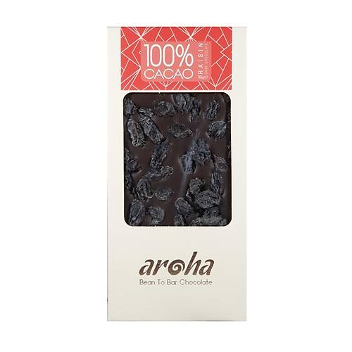 Aroha Üzümlü Şekersiz %100 Bitter Çikolata - Vegan