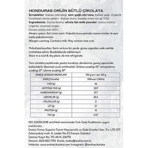 Hindistan Cevizi ekerli Honduras Orijin Stl ikolata Kuvertr | Katksz, Glutensiz 500 Gr.