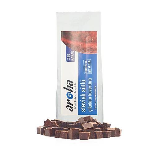 %50 Kakao - Stevial ekersiz Stl ikolata Kuvertr  500 Gr.