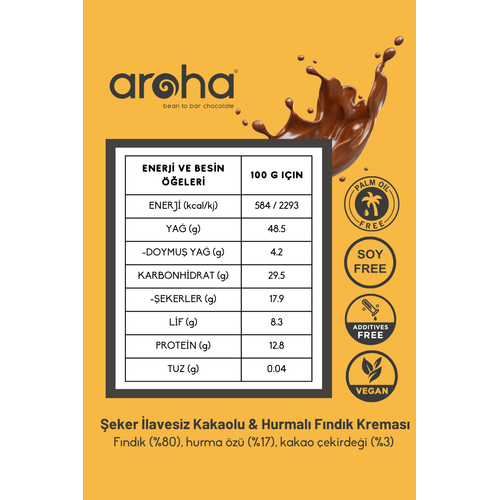 Kakaolu & Hurmal Fndk Kremas %80 Fndk - eker lavesiz - 320 g