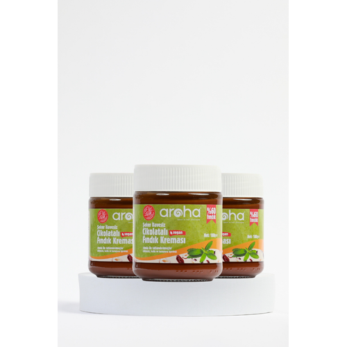 3 Adet eker lavesiz ikolatal Srlebilir Fndk Kremas - Stevial Fndk Ezmesi (3 X 180 Gr)
