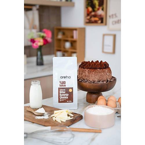 %80 Kakao ekersiz Bitter Kuvertr ikolata (Stevia ile tatlandrlmtr) - 500 g