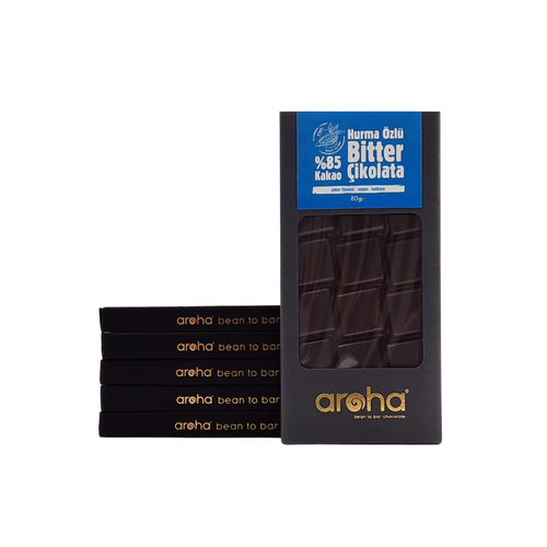 Aroha Şeker İlavesiz Vegan Hurma Özlü %85 Bitter Çikolata  x 6 adet