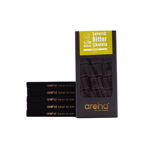 Aroha ekersiz, Glutensiz, Vegan ikolata - %100 Bitter - 6 Adet
