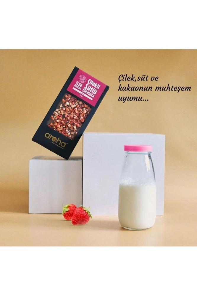 % 50 Kakao Çilekli Sütlü Çikolata 85 g