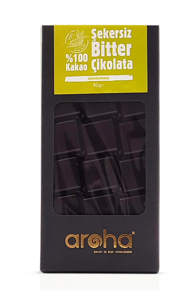 %100 Kakao Şekersiz Bitter Çikolata 80 g