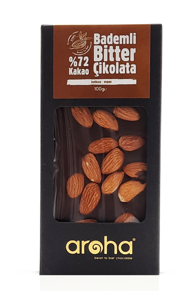 %72 Kakao Bademli Bitter Çikolata. 100 Gr.