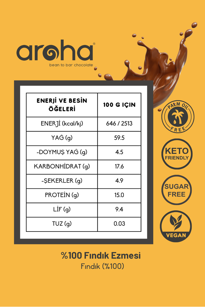 %100 Fındık Ezmesi Şeker Ilavesiz - 280 g
