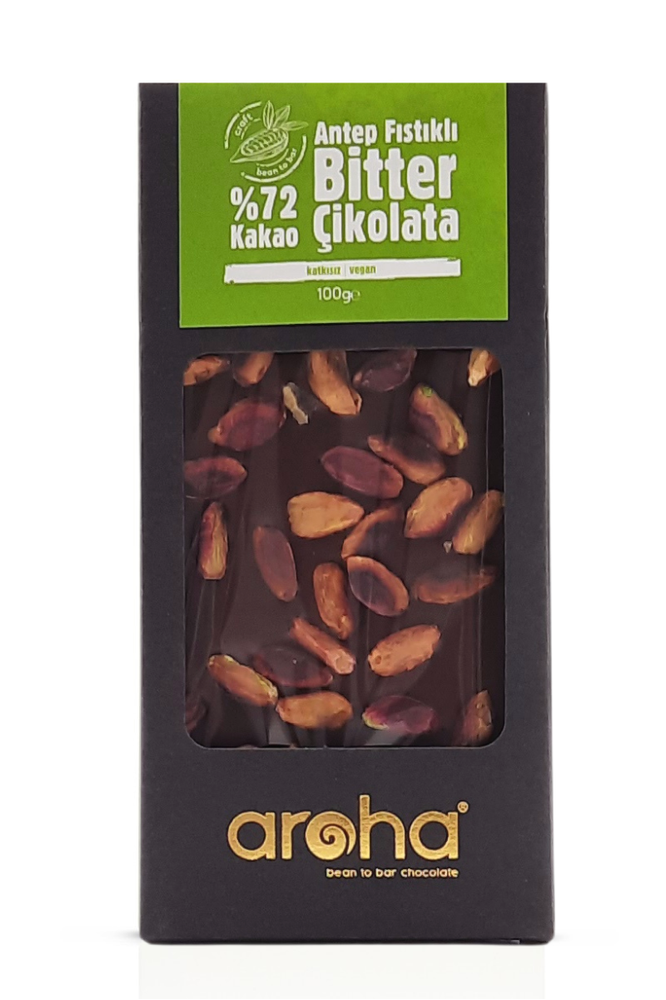 %72 Kakao, Antepfıstıklı Bitter Çikolata. 100 Gr.