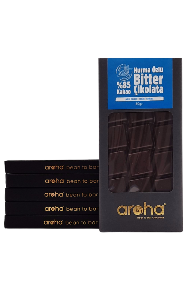 Altılı Avantaj Paket. %85 Kakao Hurma Özlü Bitter Çikolata 80 g x 6 Adet