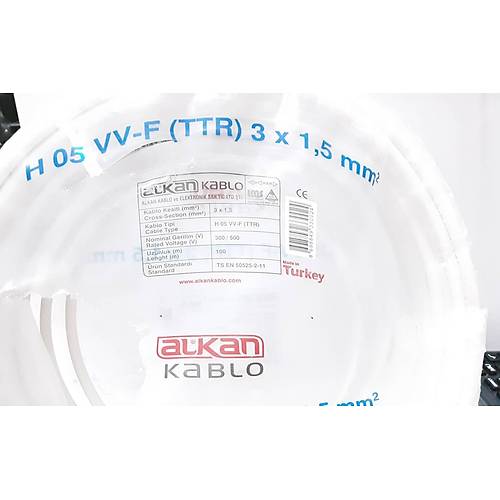 Alkan TTR Kablo 3x1.5 mm 1 mt. Beyaz