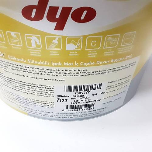 Dyo Dinamik Silikonlu Silinebilir pek Mat  Cephe Duvar Boyas 2.5 L 7127 Buz Beyaz