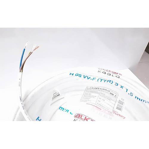 Alkan TTR Kablo 3x1.5 mm 1 mt. Beyaz