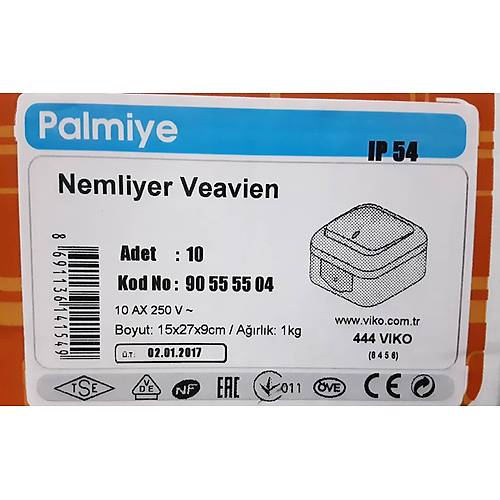 Viko Palmiye 90555504 Sva st Nemli Yer Vavien Anahtar Gri