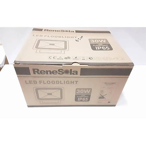 Renesola IP65 Led Siyah Projektr 30W Beyaz 6500K