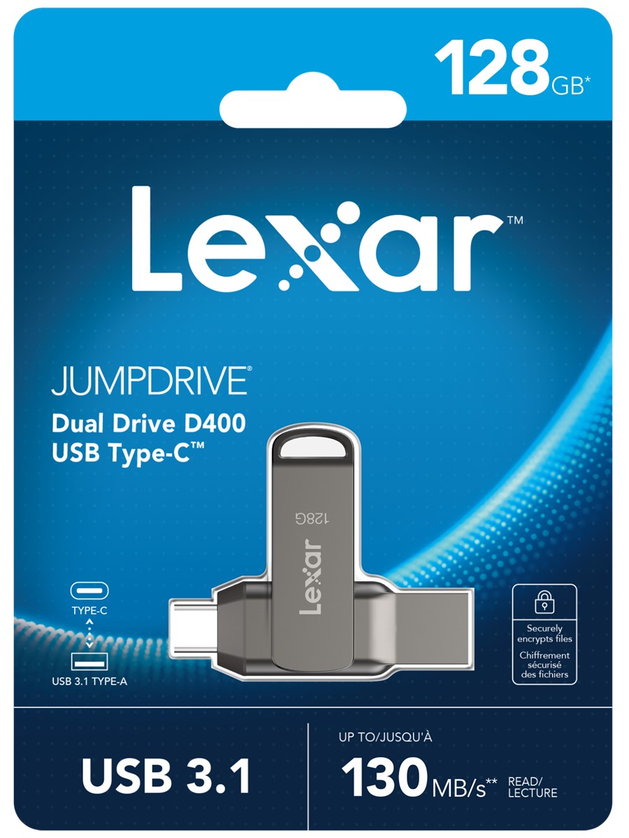Lexar 128GB LJDD400128G-BNQNG USB Bellek Dual Type-C And Type-A USB 3.1 Flash Drive Up To 130MB/S Read
