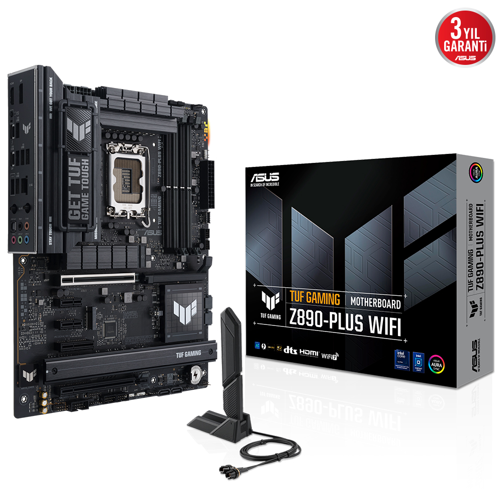 Asus Tuf Gaming Z890-Plus Wif DDR5 4XM2 USB3.2 RGB Lan ATX Anakart