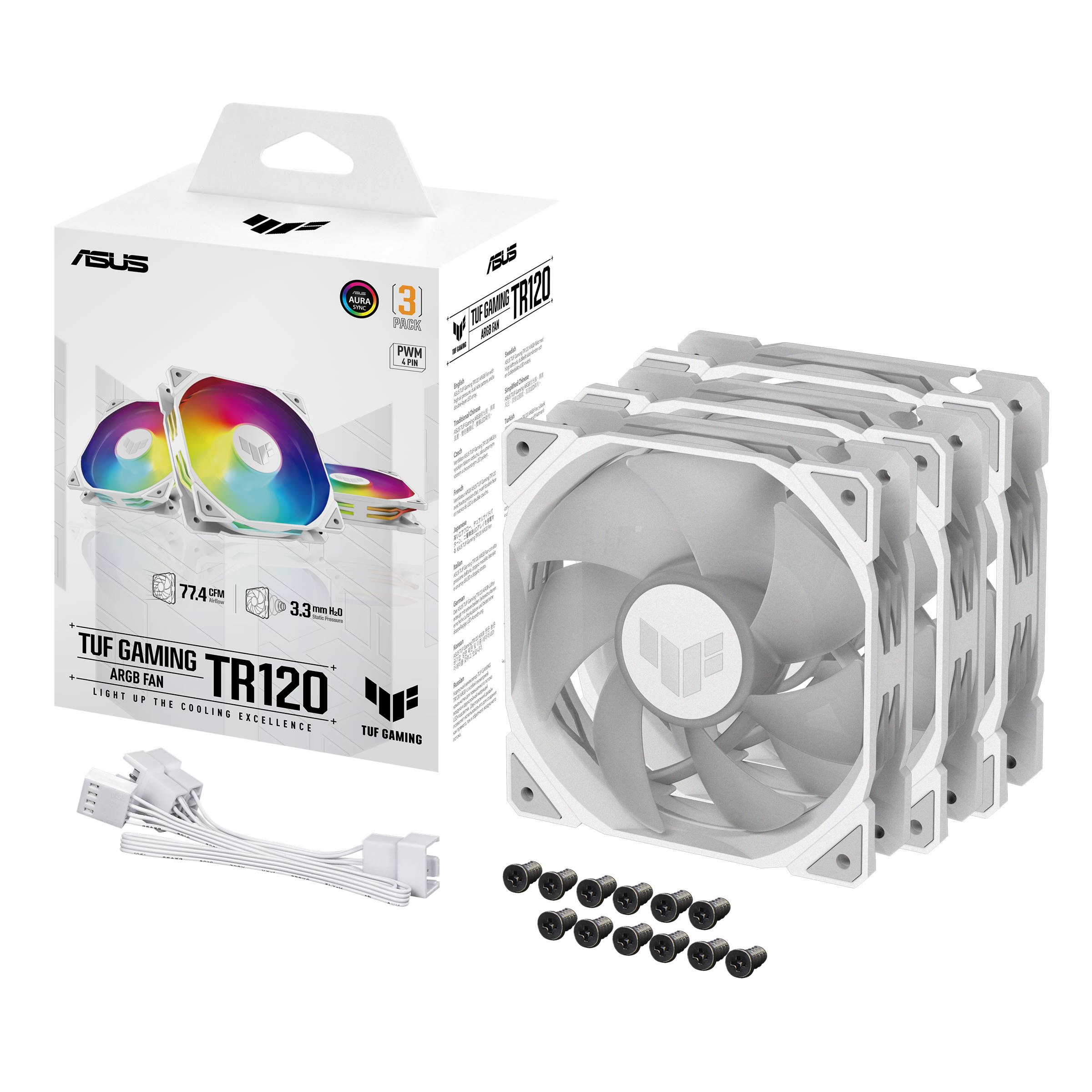 Asus Tuf TR120 Soğutucu 3lü 120mm Beyaz ARGB Adreslenebilir Radyötör Kasa Fanı