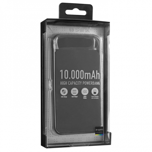 S-Link IP-G2711 10.000mAh 2xUSB 1xMicro USB 1xType-C  LCD Göstergeli Siyah PowerBank