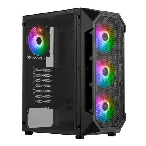 Gamdıas Aura GC1 500W Tempered Glass Mesh ARGB  Micro ATX Gamıng  Kasa