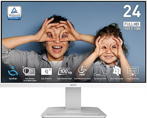 MSI 23.8 Pro MP2412W  Full HD 16:9 Flat VA 100Hz 1ms Adaptive-Sync Beyaz Monitör