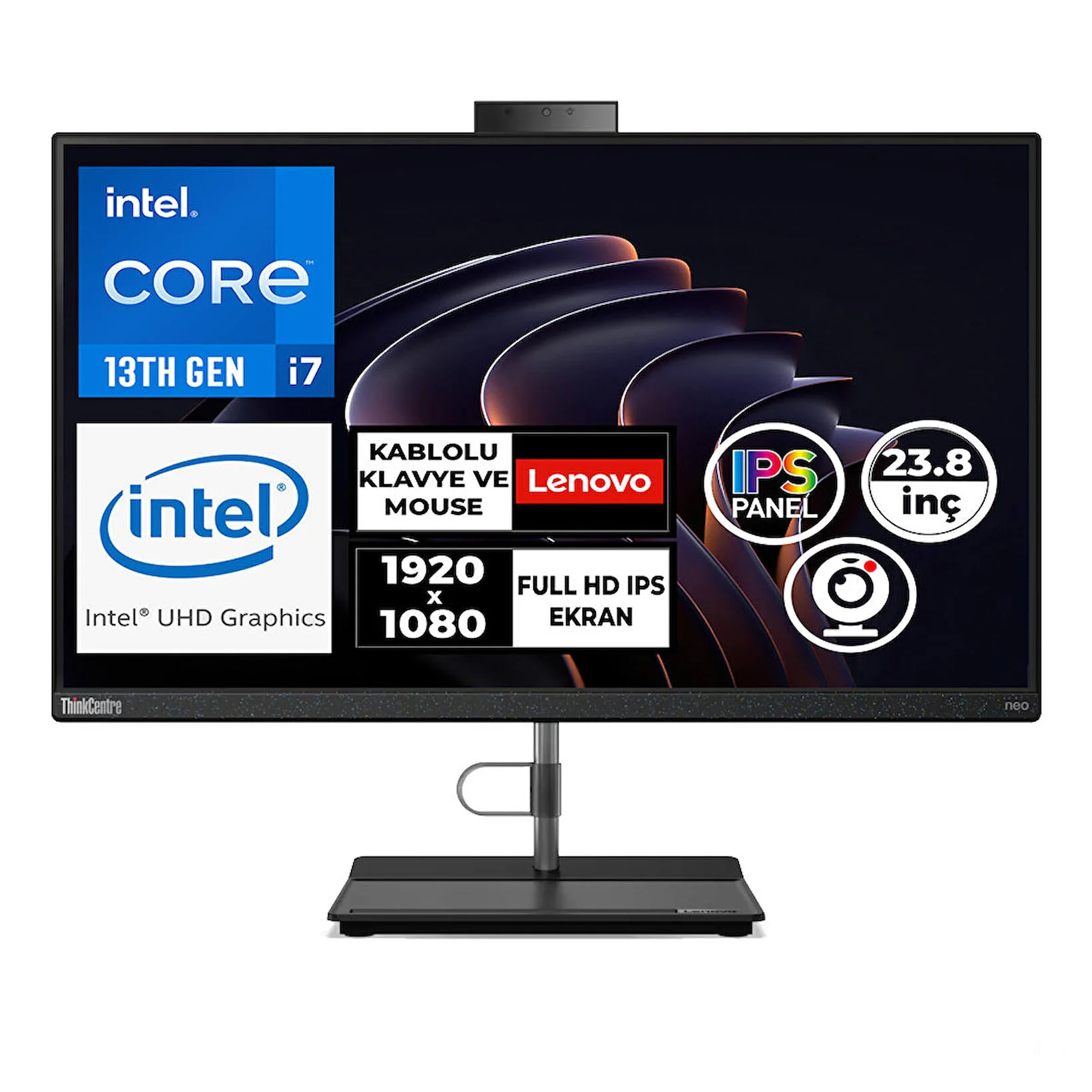 LENOVO AIO NEO 30A 24 GEN4 12K0A05CTR i7-13620H 16GB 512GB FREEDOS All in One Bilgisayar