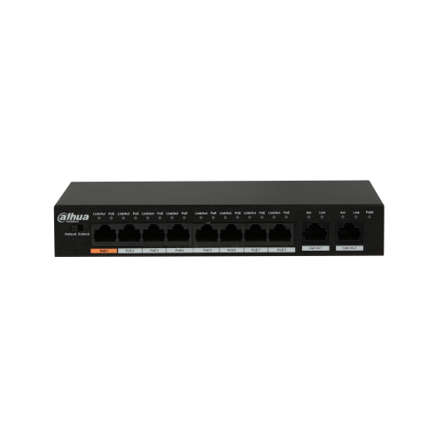 Dahua PFS3010-8ET-96 8 Port MegaBit 8 Port PoE 96W +2 Port GigaBit Uplink Yönetilemez Masaüstü Switch