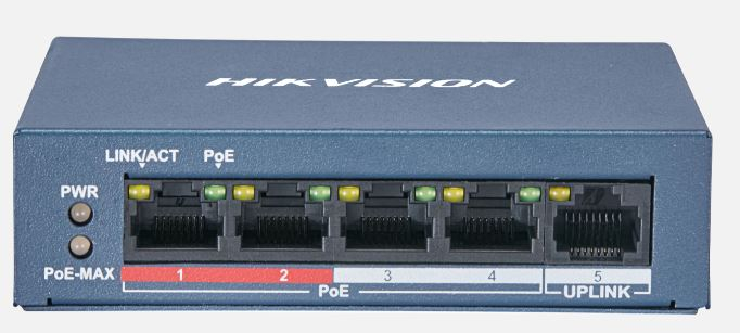 Hikvision DS-3E0105P-E/M(B) 5 Port PoE Switch Yönetilemez