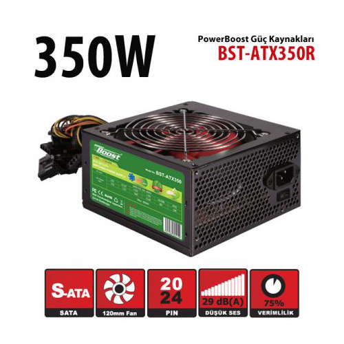 PowerBoost BST-ATX350R 350W Sata12cm Fan Psu